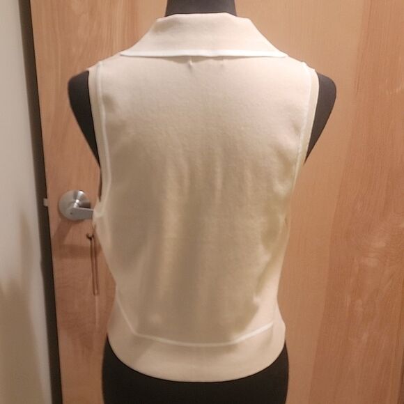 NWT Milk &Honey Beige /white Button Up Tank Top Sz L - Picture 5 of 9